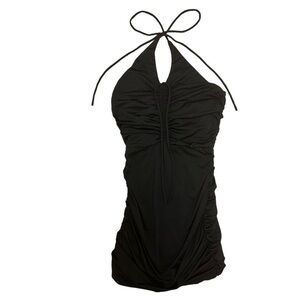 Princess Polly Black Ruched Bodycon Dress Halter Neck Size 2